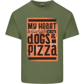 My Heart Belongs to Dogs & Pizza Funny Mens Cotton T-Shirt Tee Top Military Green