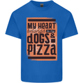 My Heart Belongs to Dogs & Pizza Funny Mens Cotton T-Shirt Tee Top Royal Blue
