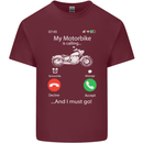 My Motorbike Is Calling Biker Motorcycle Mens Cotton T-Shirt Tee Top Maroon