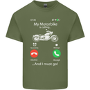 My Motorbike Is Calling Biker Motorcycle Mens Cotton T-Shirt Tee Top Military Green