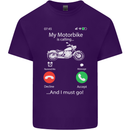 My Motorbike Is Calling Biker Motorcycle Mens Cotton T-Shirt Tee Top Purple