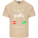 My Motorbike Is Calling Biker Motorcycle Mens Cotton T-Shirt Tee Top Sand