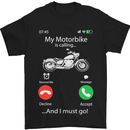 My Motorbike Is Calling Biker Motorcycle Mens T-Shirt Cotton Gildan Black