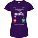 My Motorbike Is Calling Biker Motorcycle Womens Petite Cut T-Shirt Purple