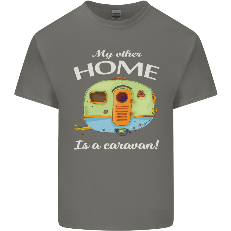 My Other Home Is a Caravan Caravanning Mens Cotton T-Shirt Tee Top Charcoal
