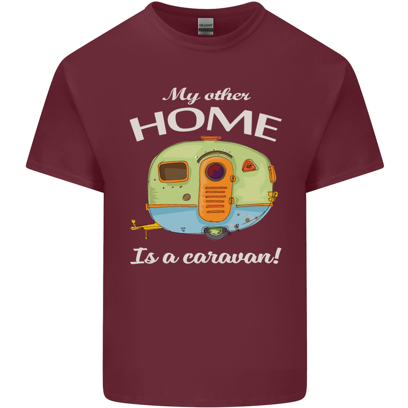 My Other Home Is a Caravan Caravanning Mens Cotton T-Shirt Tee Top Maroon