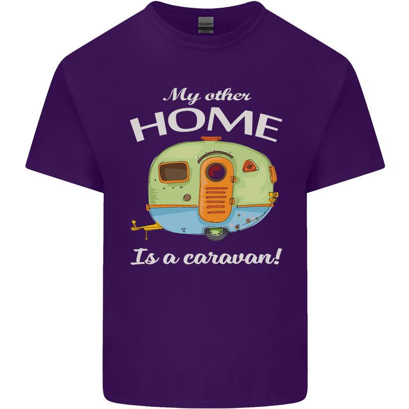 My Other Home Is a Caravan Caravanning Mens Cotton T-Shirt Tee Top Purple
