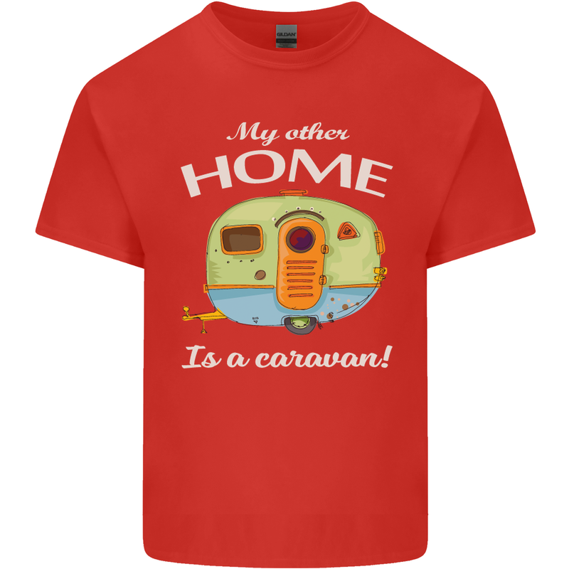 My Other Home Is a Caravan Caravanning Mens Cotton T-Shirt Tee Top Red