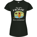 My Other Home Is a Caravan Caravanning Womens Petite Cut T-Shirt Black