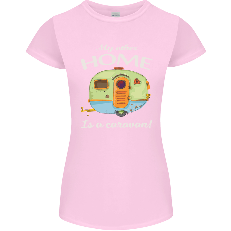 My Other Home Is a Caravan Caravanning Womens Petite Cut T-Shirt Light Pink