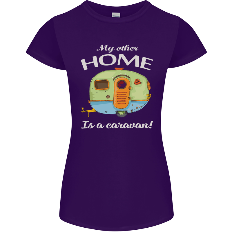 My Other Home Is a Caravan Caravanning Womens Petite Cut T-Shirt Purple