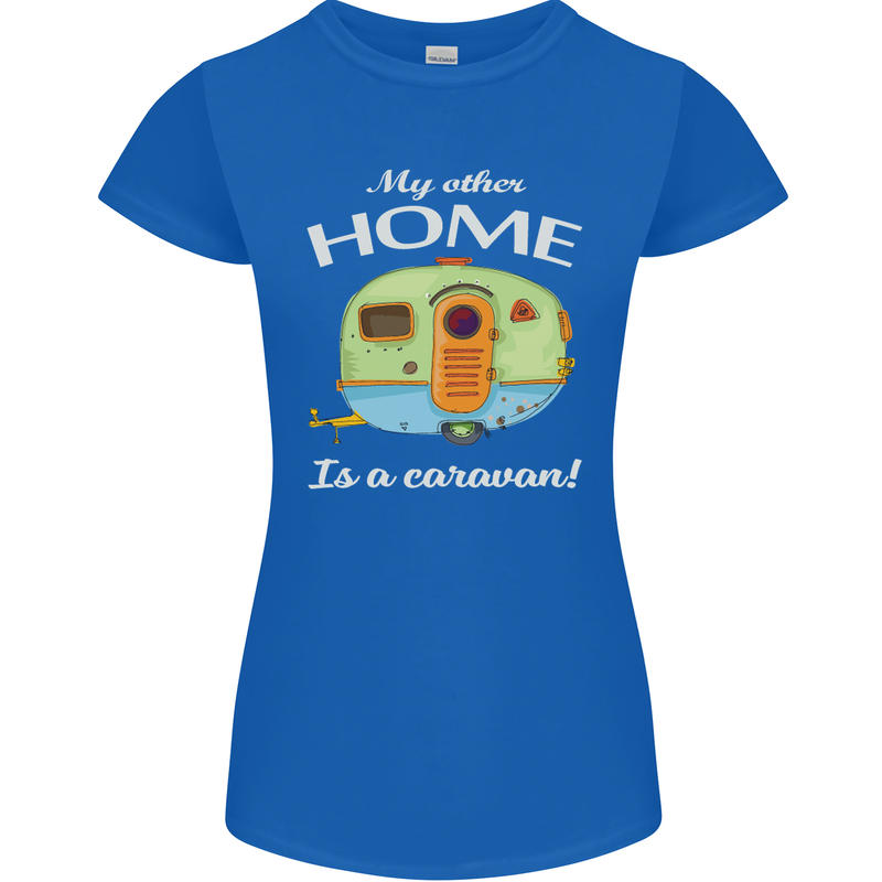 My Other Home Is a Caravan Caravanning Womens Petite Cut T-Shirt Royal Blue