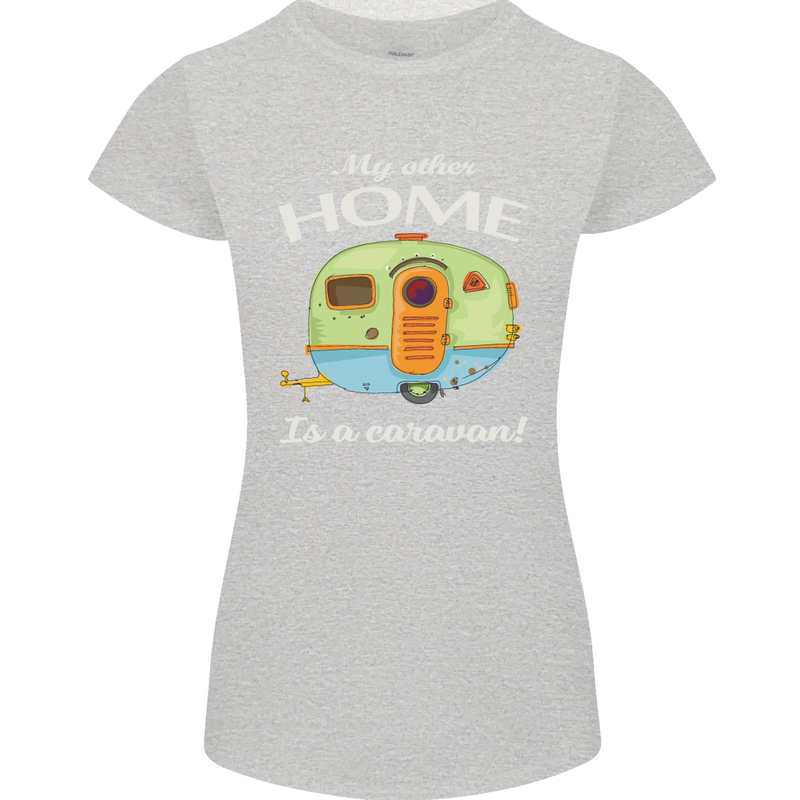 My Other Home Is a Caravan Caravanning Womens Petite Cut T-Shirt Sports Grey