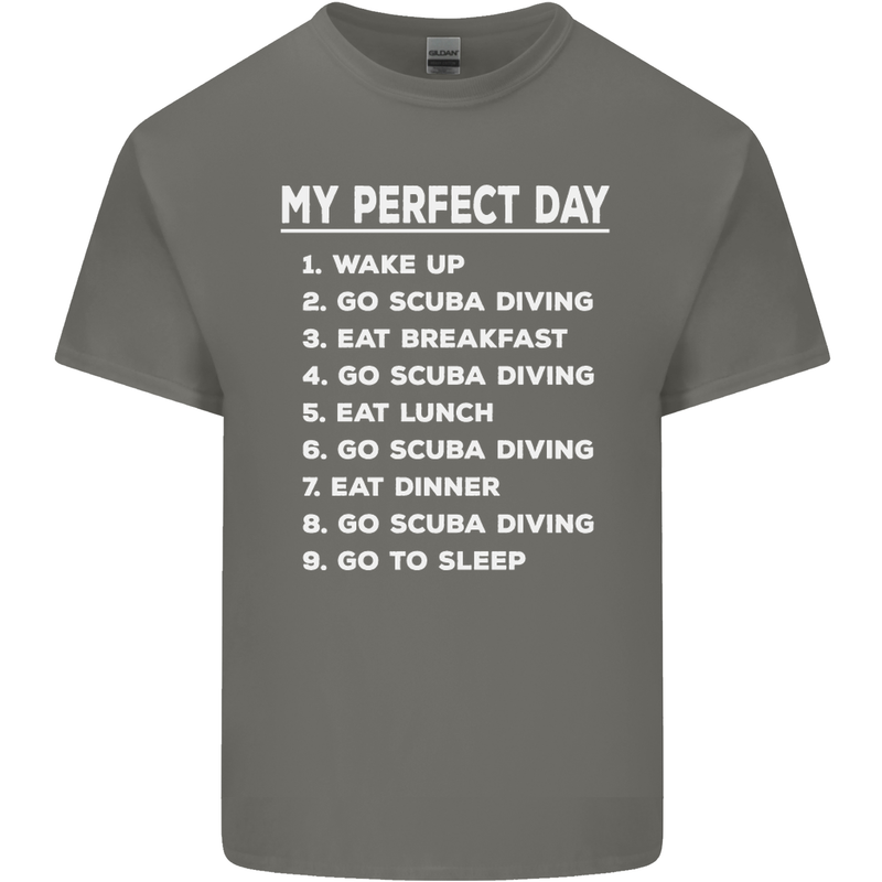 My Perfect Day Scuba Diving Diver Dive Mens Cotton T-Shirt Tee Top Charcoal