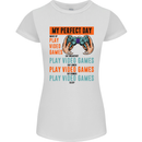My Perfect Day Video Games Gaming Gamer Womens Petite Cut T-Shirt White