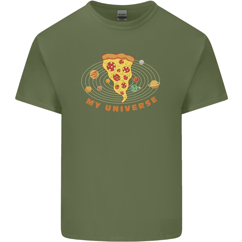 My Pizza Universe Funny Food Diet Mens Cotton T-Shirt Tee Top Military Green