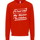 My Sister is Older 30th 40th 50th Birthday Kids Sweatshirt Jumper Bright Red