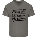 My Sister is Older 30th 40th 50th Birthday Mens V-Neck Cotton T-Shirt Charcoal