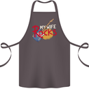 My Wife Rocks Funny Music Guitar Cotton Apron 100% Organic Dark Grey
