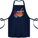 My Wife Rocks Funny Music Guitar Cotton Apron 100% Organic Navy Blue
