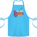 My Wife Rocks Funny Music Guitar Cotton Apron 100% Organic Turquoise