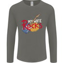 My Wife Rocks Funny Music Guitar Mens Long Sleeve T-Shirt Charcoal
