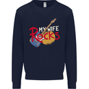 My Wife Rocks Funny Music Guitar Mens Sweatshirt Jumper Navy Blue