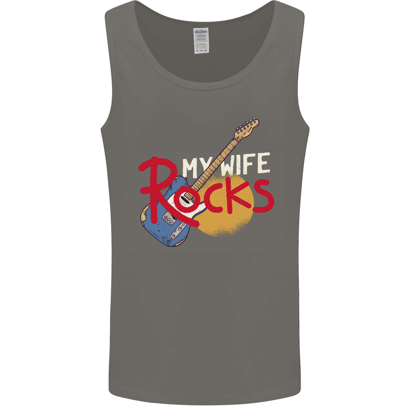My Wife Rocks Funny Music Guitar Mens Vest Tank Top Charcoal
