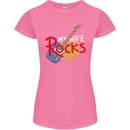 My Wife Rocks Funny Music Guitar Womens Petite Cut T-Shirt Azalea