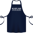 My Wife Says Funny Sarcastic Husband Couple Cotton Apron 100% Organic Navy Blue