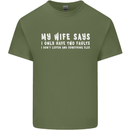 My Wife Says Funny Sarcastic Husband Couple Mens Cotton T-Shirt Tee Top Military Green