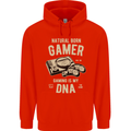Natural Born Gamer Funny Gaming Mens 80% Cotton Hoodie Bright Red