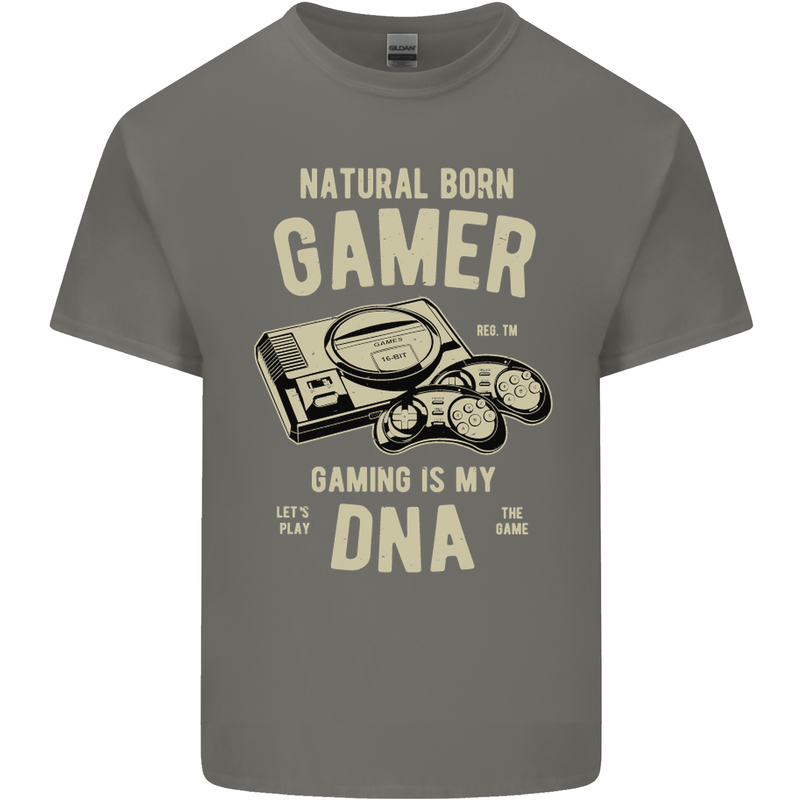 Natural Born Gamer Funny Gaming Mens Cotton T-Shirt Tee Top Charcoal