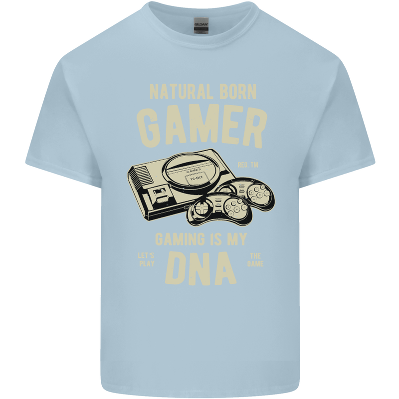 Natural Born Gamer Funny Gaming Mens Cotton T-Shirt Tee Top Light Blue