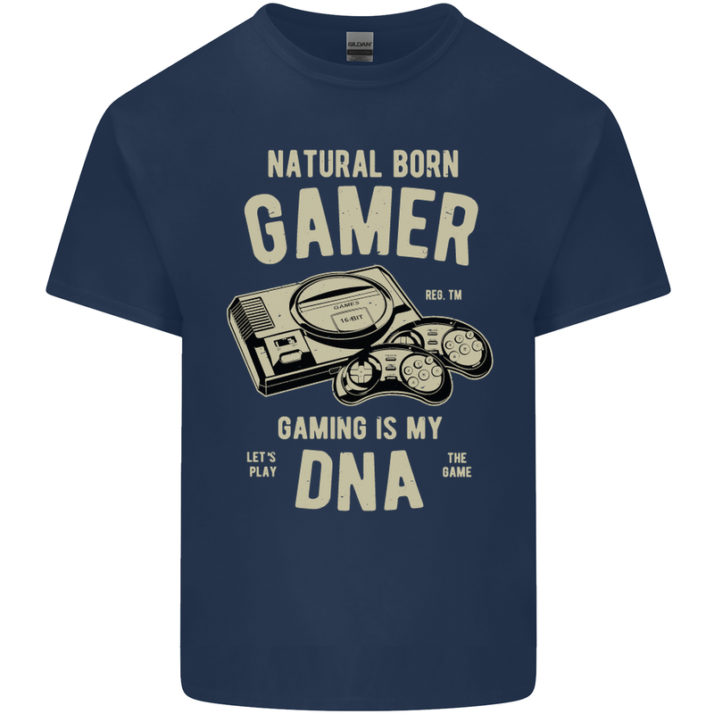 Natural Born Gamer Funny Gaming Mens Cotton T-Shirt Tee Top Navy Blue