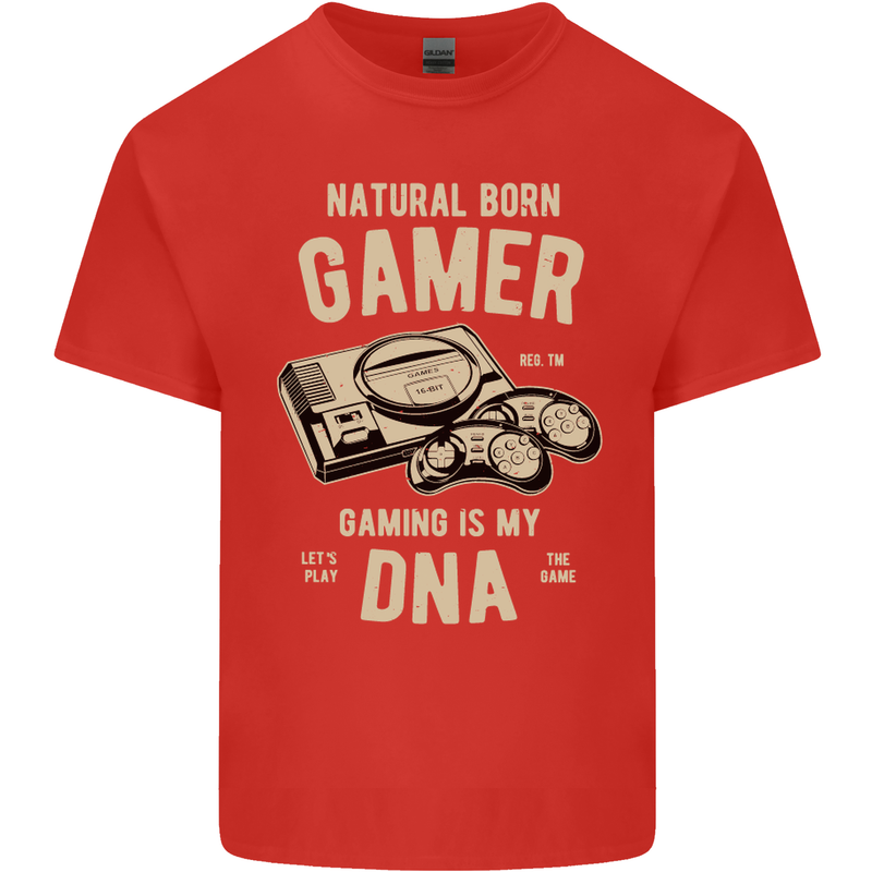 Natural Born Gamer Funny Gaming Mens Cotton T-Shirt Tee Top Red
