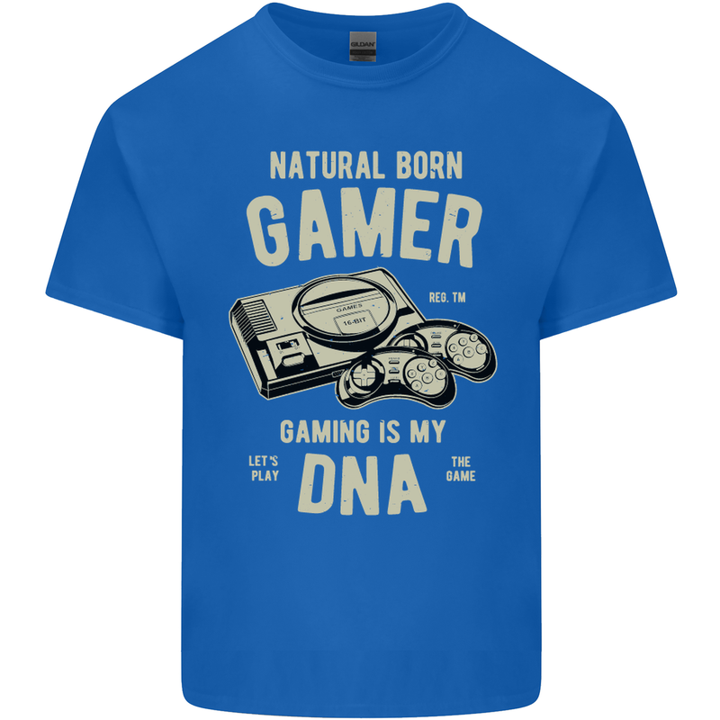 Natural Born Gamer Funny Gaming Mens Cotton T-Shirt Tee Top Royal Blue