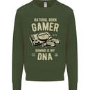 Natural Born Gamer Funny Gaming Mens Sweatshirt Jumper Forest Green