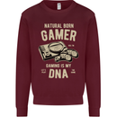 Natural Born Gamer Funny Gaming Mens Sweatshirt Jumper Maroon