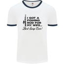 Fishing Rod for My Wife Fisherman Funny Mens White Ringer T-Shirt White/Navy Blue