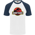 Grumpysaurus Funny Grumpy Old Git Man Mens S/S Baseball T-Shirt White/Navy Blue