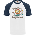 Invite Peace Day Hippy Flower Power Funny Mens S/S Baseball T-Shirt White/Navy Blue