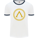 Lambda Gym Spartan Bodybuilding Fitness Mens White Ringer T-Shirt White/Navy Blue