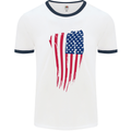 USA Stars & Stripes Flag July 4th America Mens White Ringer T-Shirt White/Navy Blue