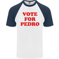 Vote For Pedro Mens S/S Baseball T-Shirt White/Navy Blue