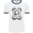 The Golden Age of Bicycles Cyclist Cycling Mens White Ringer T-Shirt White/Navy Blue