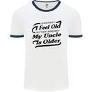 My Uncle is Older 30th 40th 50th Birthday Mens White Ringer T-Shirt White/Navy Blue