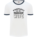 Property of My Awesome Wife Valentine's Day Mens White Ringer T-Shirt White/Navy Blue