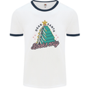 Books Only Christmas Tree Funny Bookworm Mens White Ringer T-Shirt White/Navy Blue