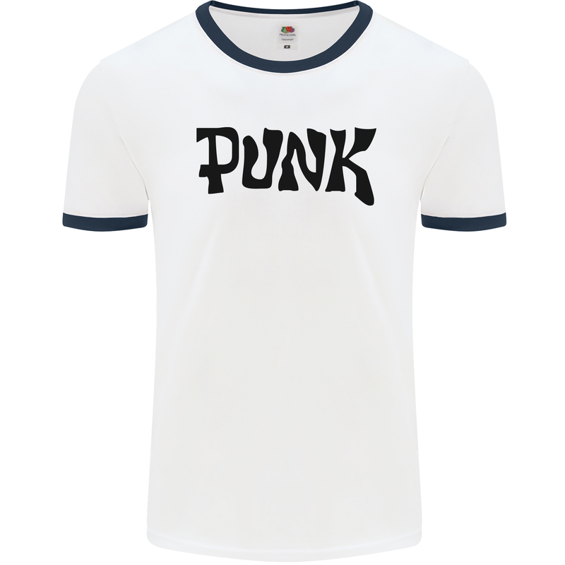Punk As Worn By Mens White Ringer T-Shirt White/Navy Blue
